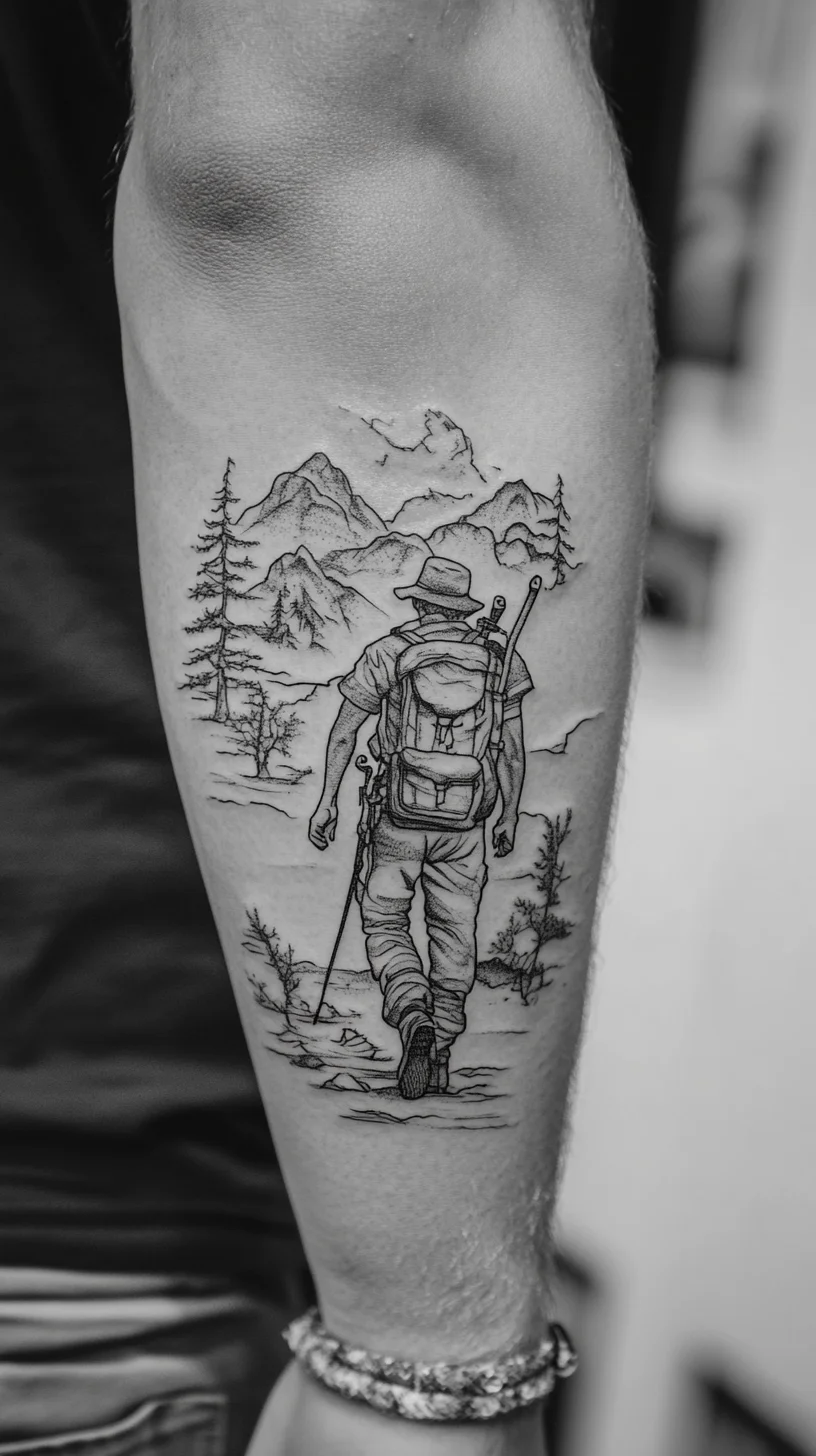 Adventure Awaits: Captivating Nature-Inspired Hiking Tattoo