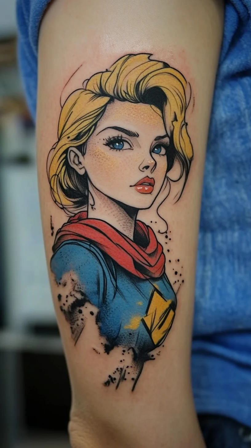 Bold Comic-Inspired Tattoo: Embrace Your Inner Superhero with Vibrant Colors