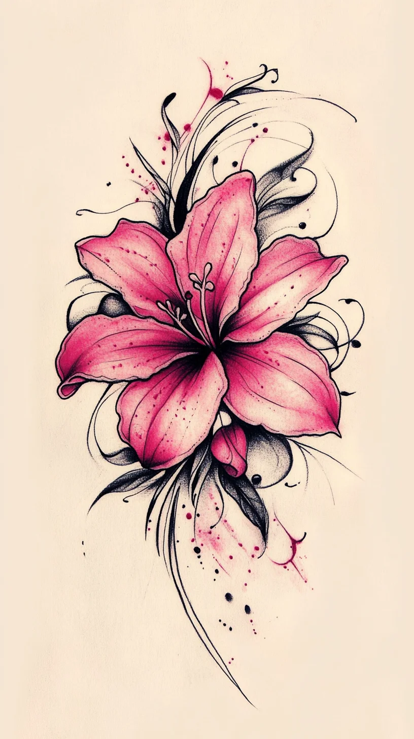 Bold Floral Elegance: Embrace the Artistry of a Pink Hibiscus Tattoo