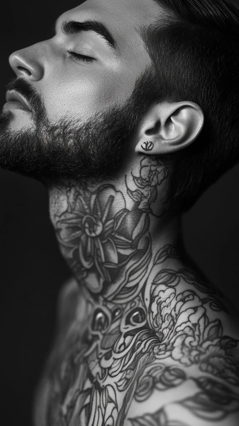 Bold Floral Ink: Elevate Your Look with Intricate Neck Tattoos