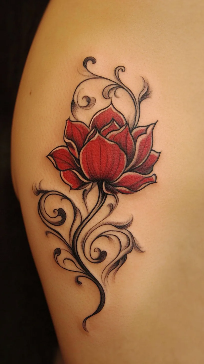 Bold Red Lotus Tattoo: A Symbol of Beauty and Resilience