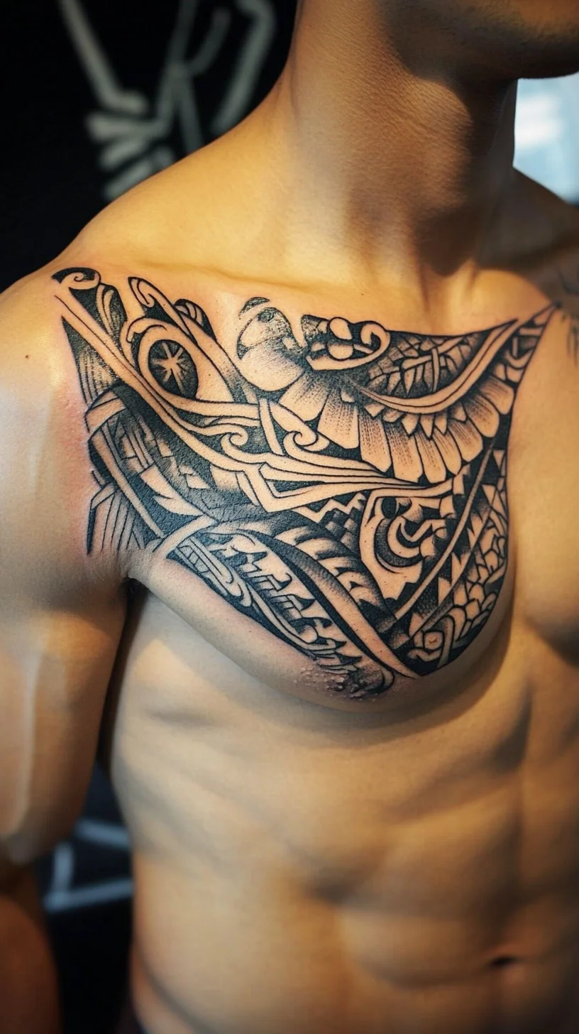 Bold Tribal Chest Tattoo: A Statement of Strength and Heritage