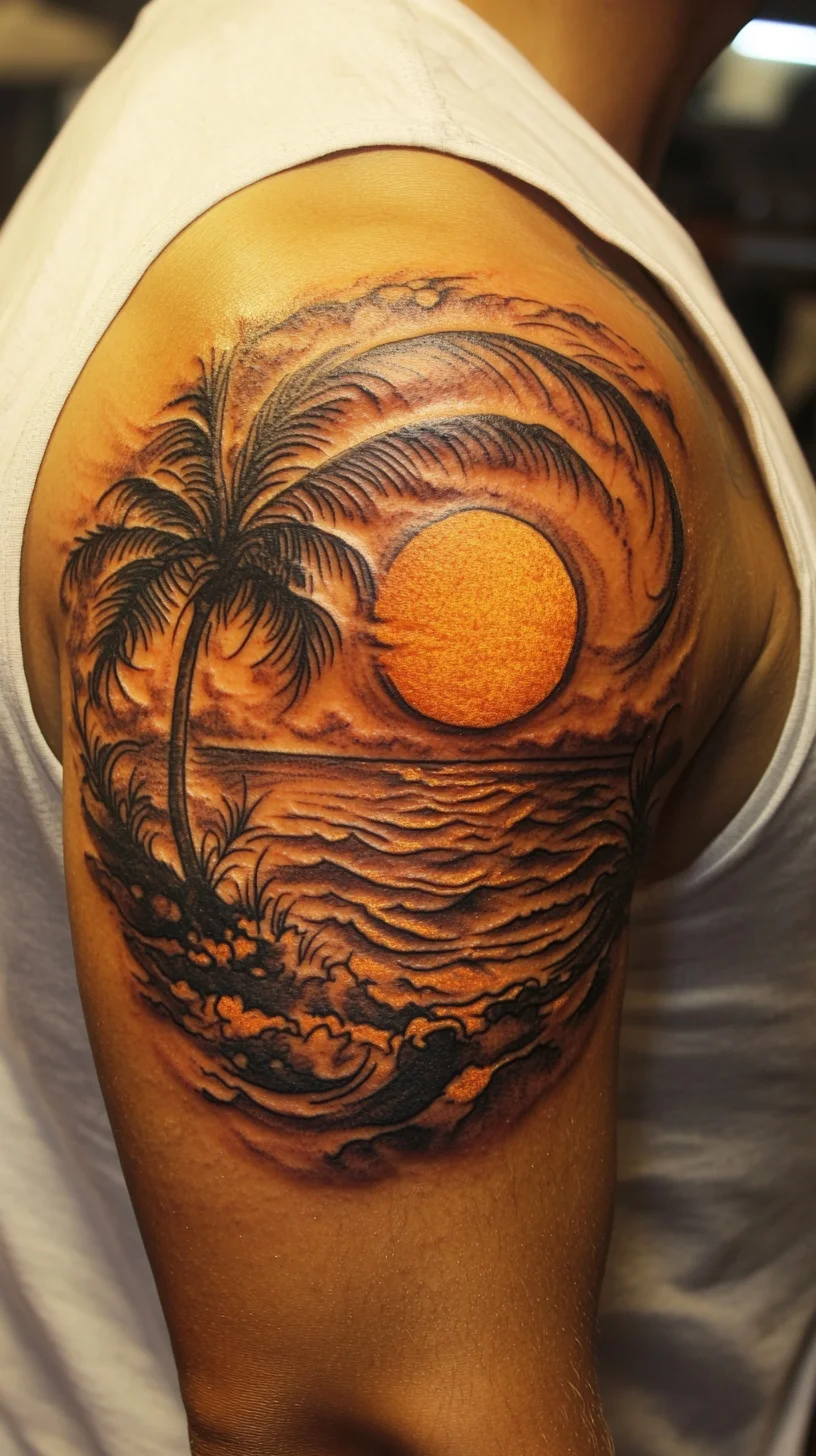 Bring the Beach to Life: Stunning Sunset and Palm Tree Tattoo Inspiration