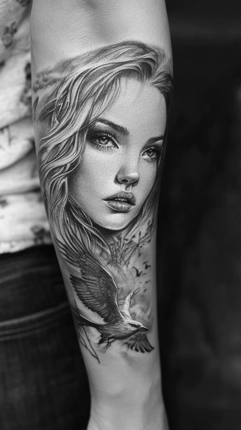 Captivating Black and Grey Portrait Tattoo: A Blend of Artistry and Emotion