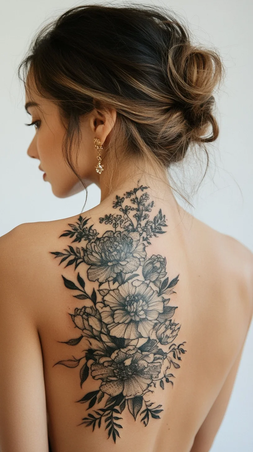 Captivating Floral Back Tattoo: A Bold Expression of Beauty and Femininity