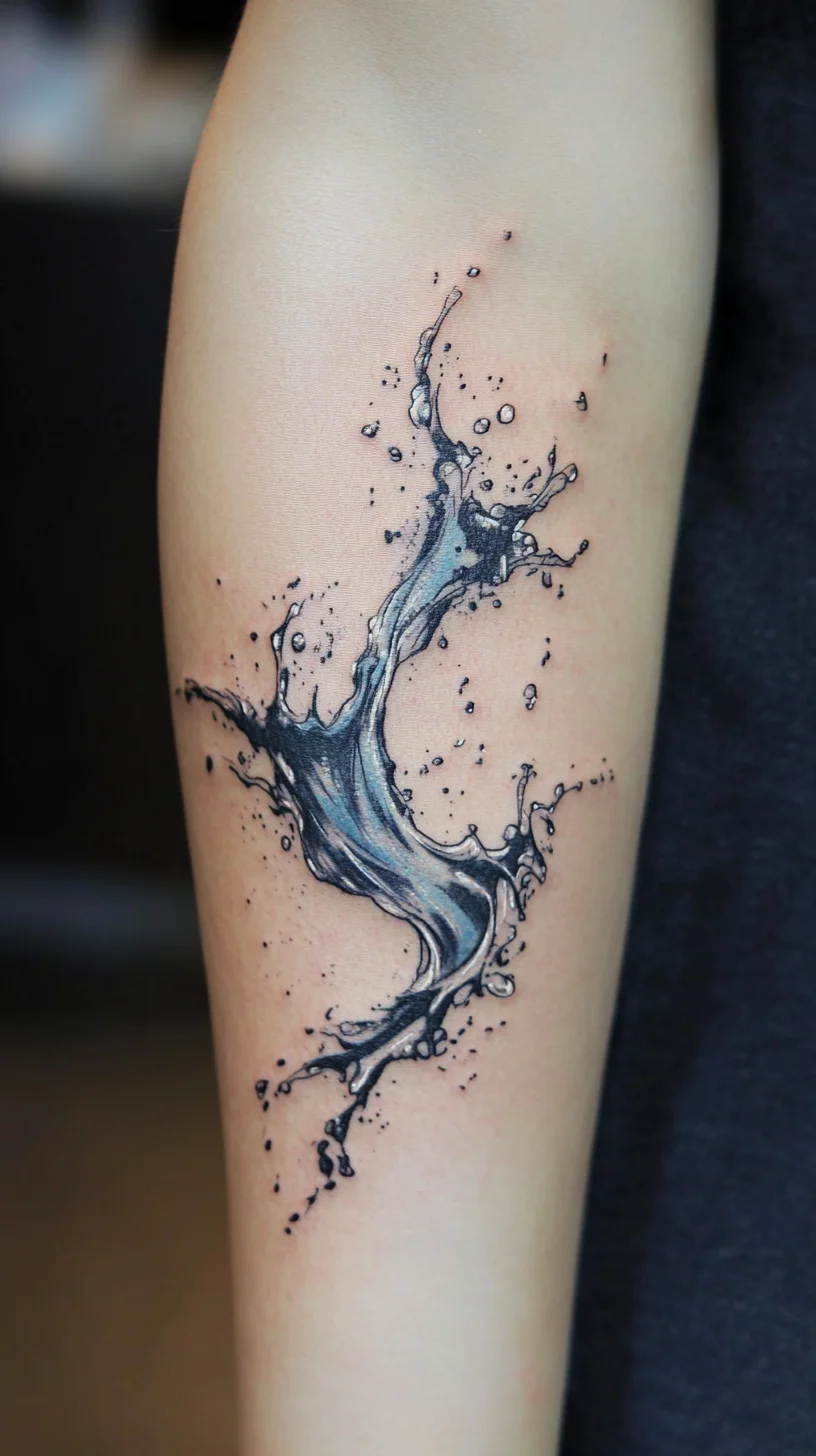 Dive into the Depths: Mesmerizing Water Splash Tattoo Design