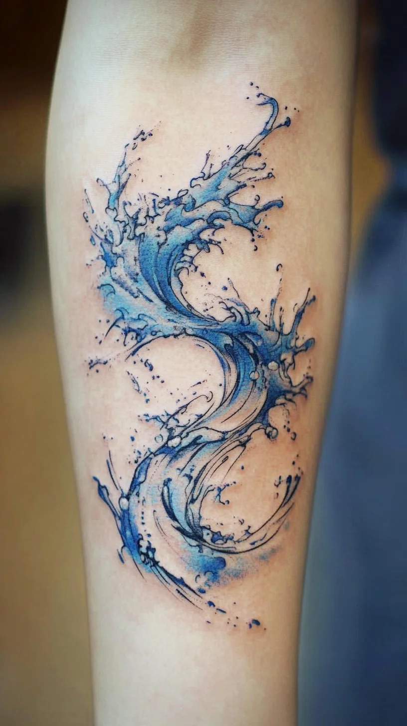 Dive Into the Depths: Stunning Water Wave Tattoo Design