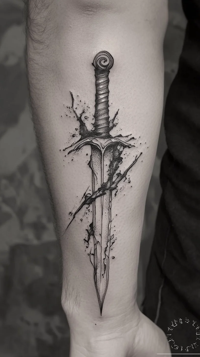 Edgy Elegance: The Striking Ink of a Shattered Sword Tattoo