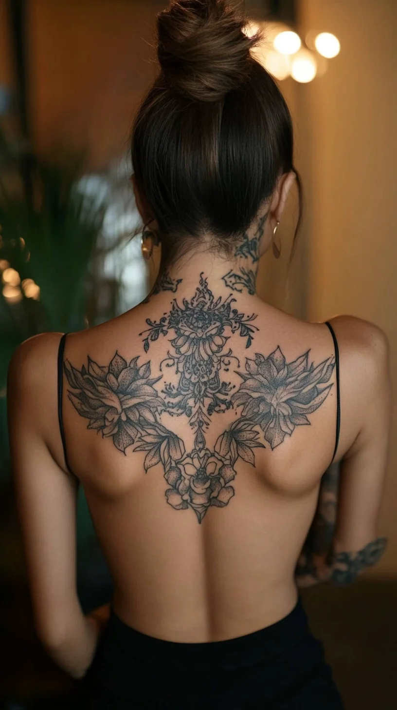 Elegance Meets Edge: Stunning Floral Back Tattoo Inspirations