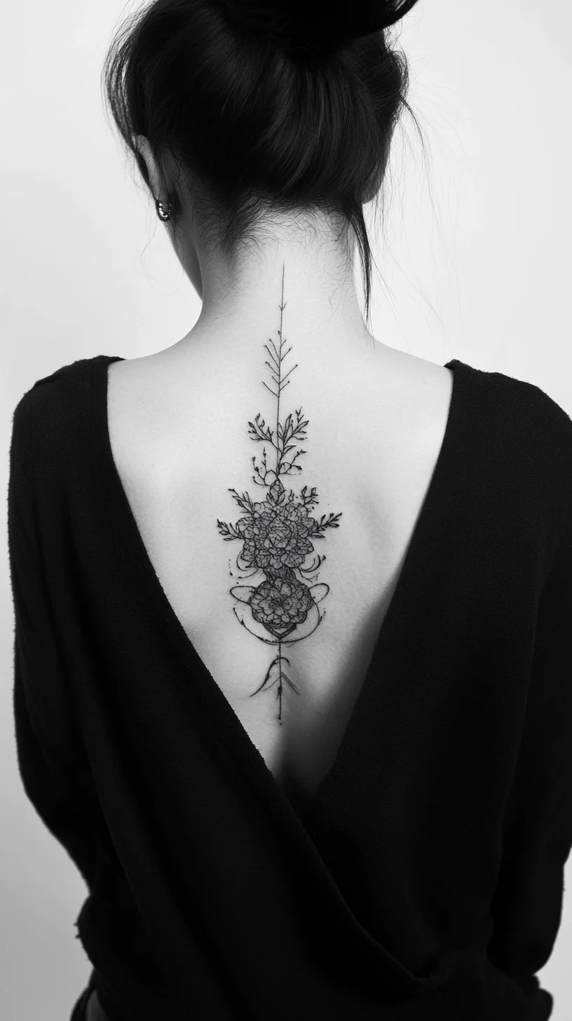 Elegant Back Tattoo with Floral Designs: A Timeless Statement Piece