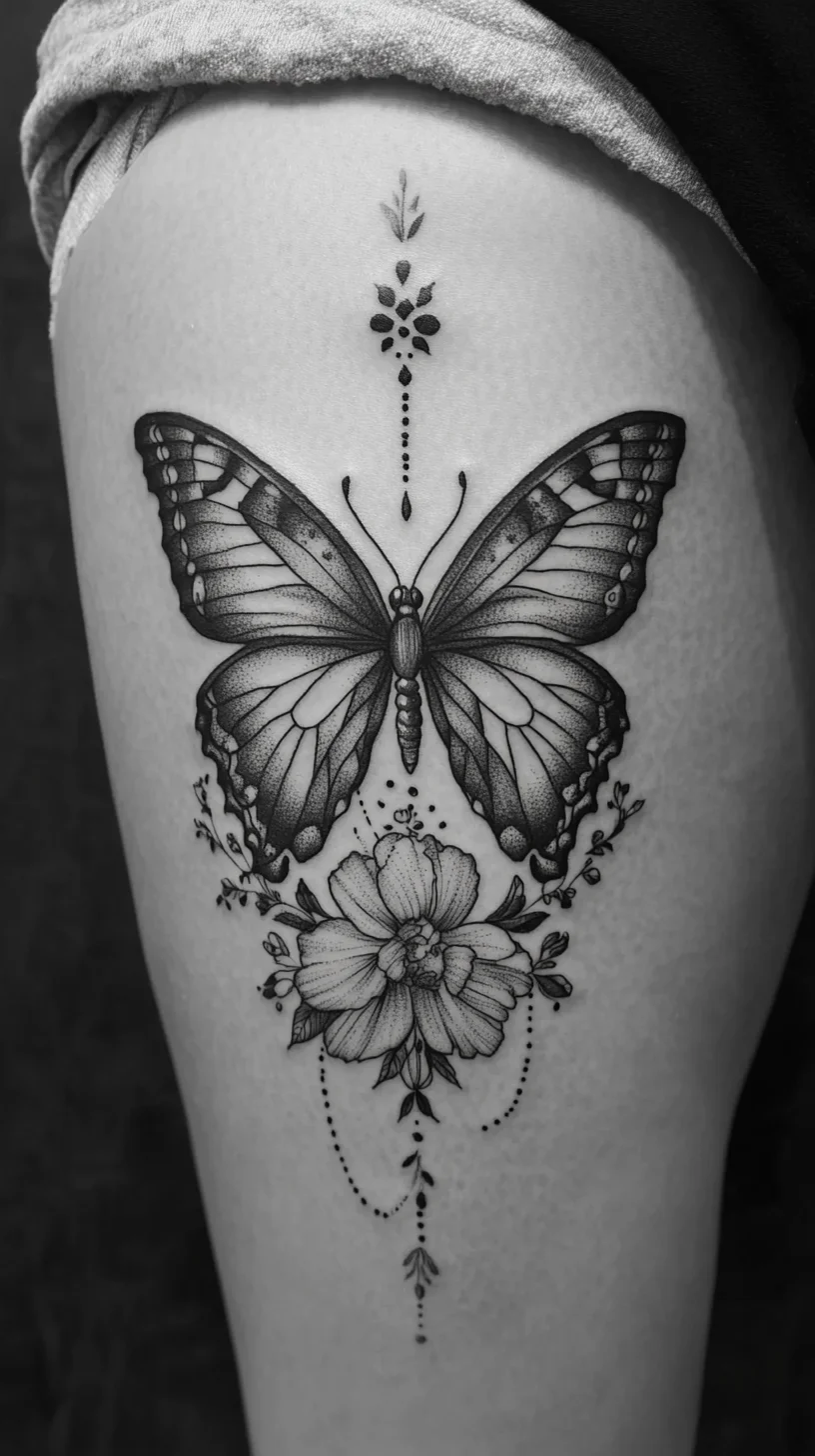 Elegant Butterfly & Floral Tattoo: A Symbol of Transformation and Beauty