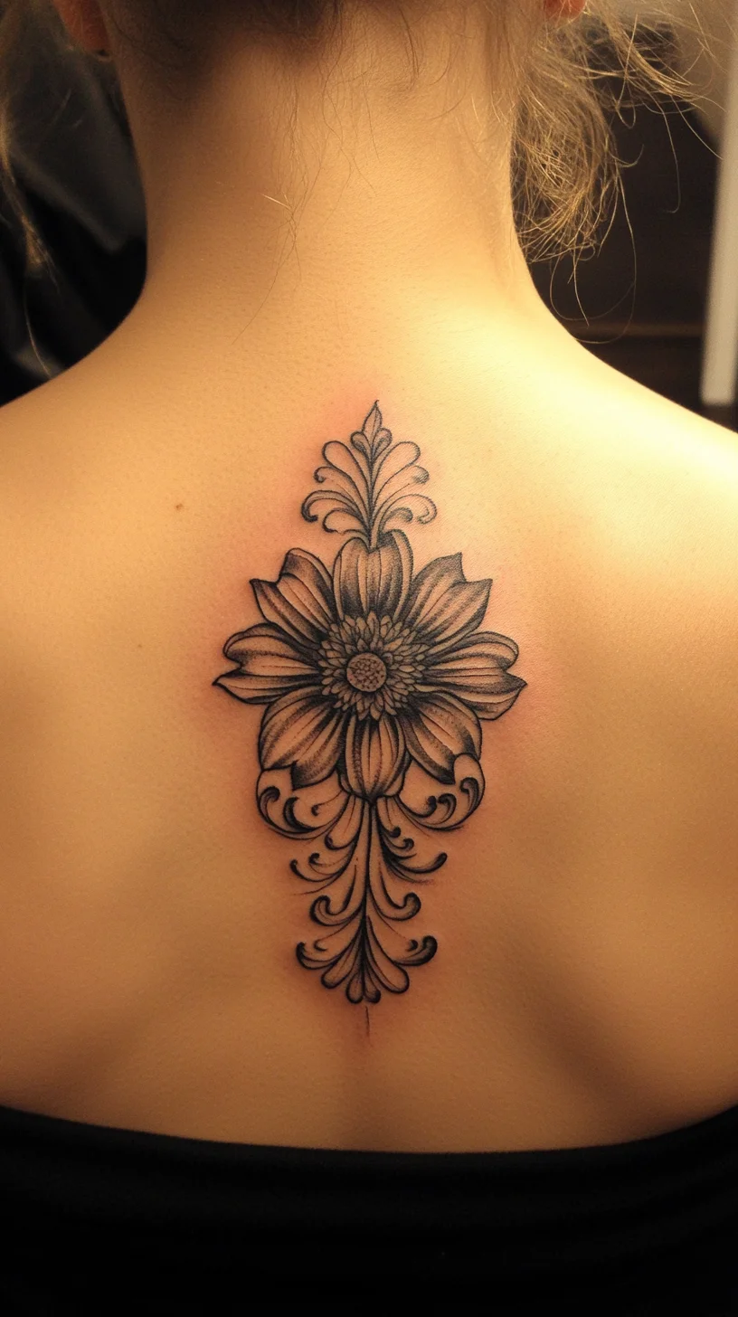 Elegant Floral Back Tattoo: Embrace Nature with Timeless Beauty