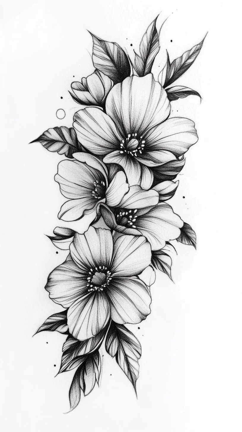 Elegant Floral Black and White Tattoo: A Timeless Statement of Beauty