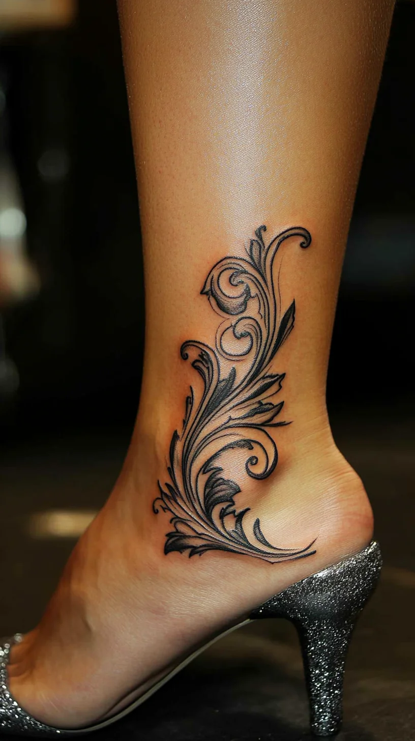 Elegant Floral Swirl Tattoo: A Timeless Statement on Your Ankle