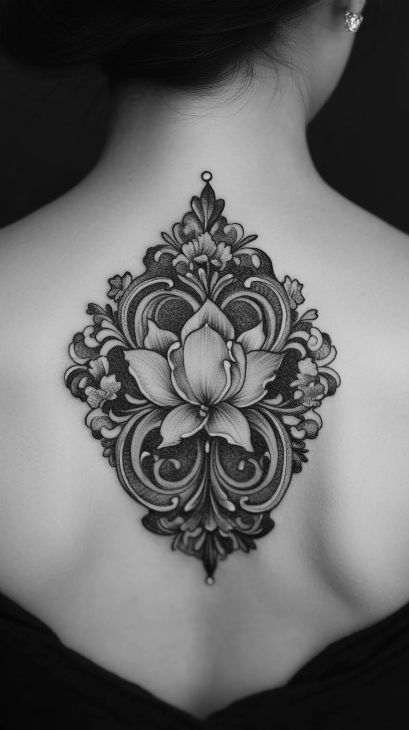 Elegant Floral Tattoo Design: Timeless Beauty with Intricate Detailing