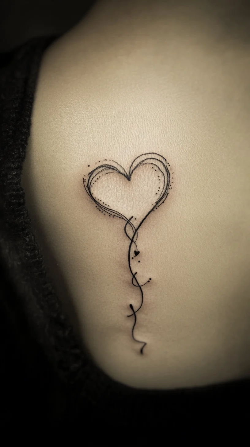 Elegant Heart Balloon Tattoo: A Whimsical Expression of Love and Freedom