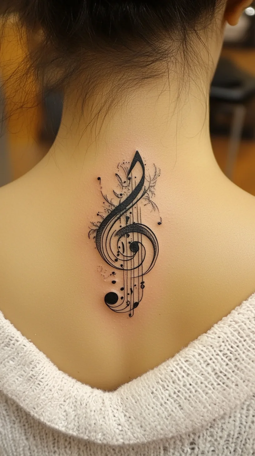 Elegant Melody: A Stunning Treble Clef Tattoo for Music Lovers