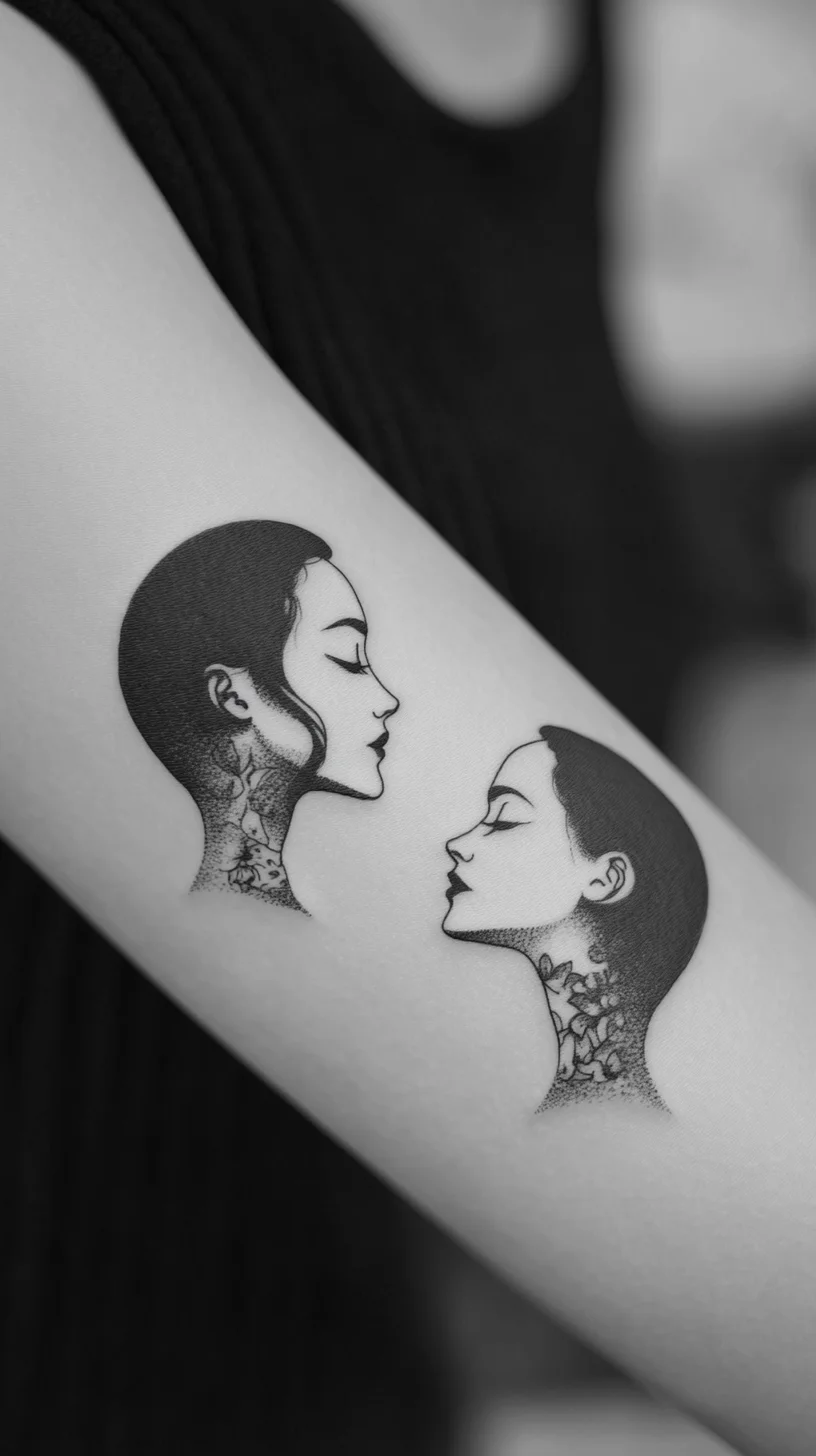 Elegant Silhouettes: Stunning Black and White Portrait Tattoos for Timeless Style