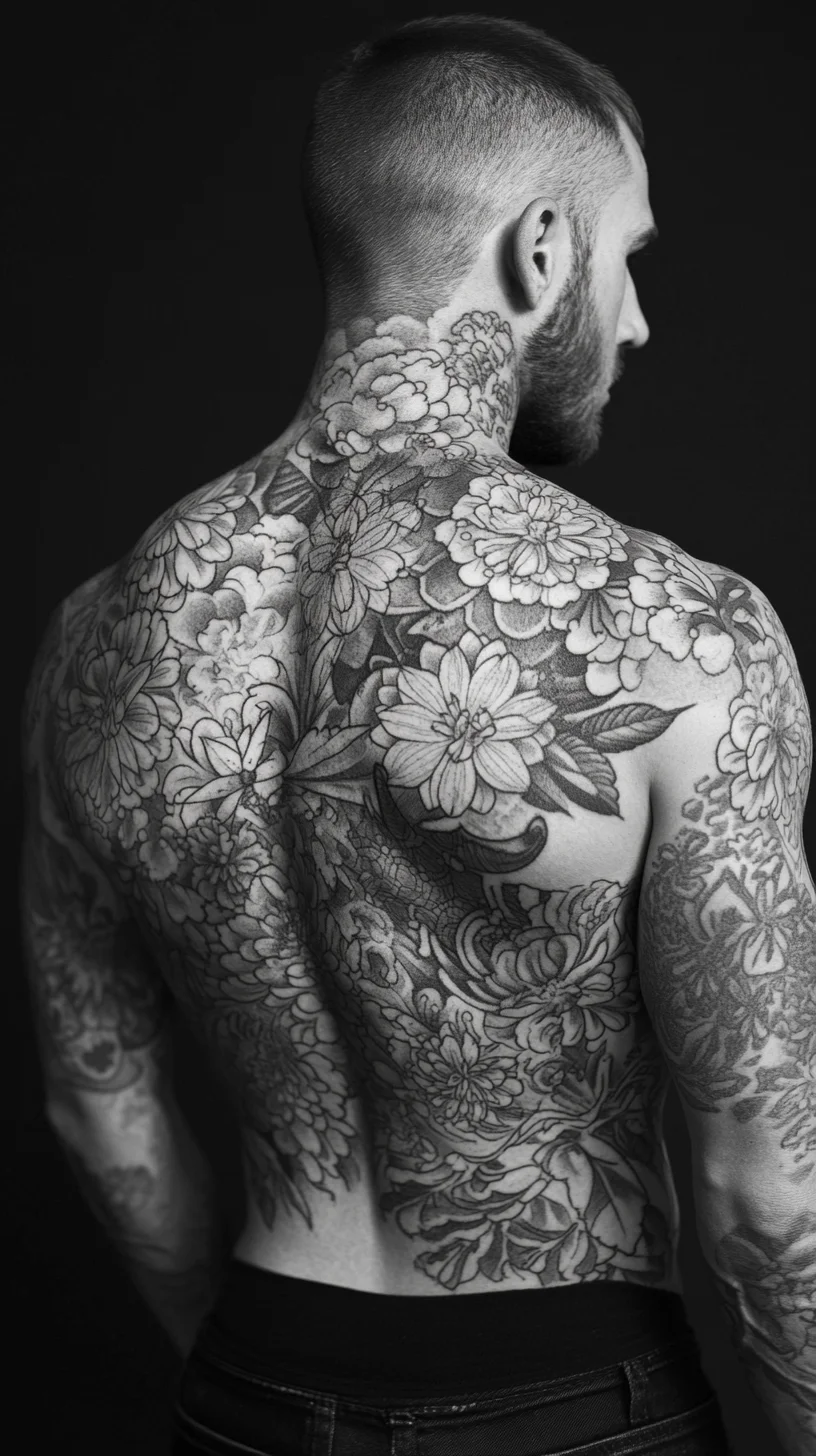 Embrace Bold Elegance with Intricate Floral Back Tattoos