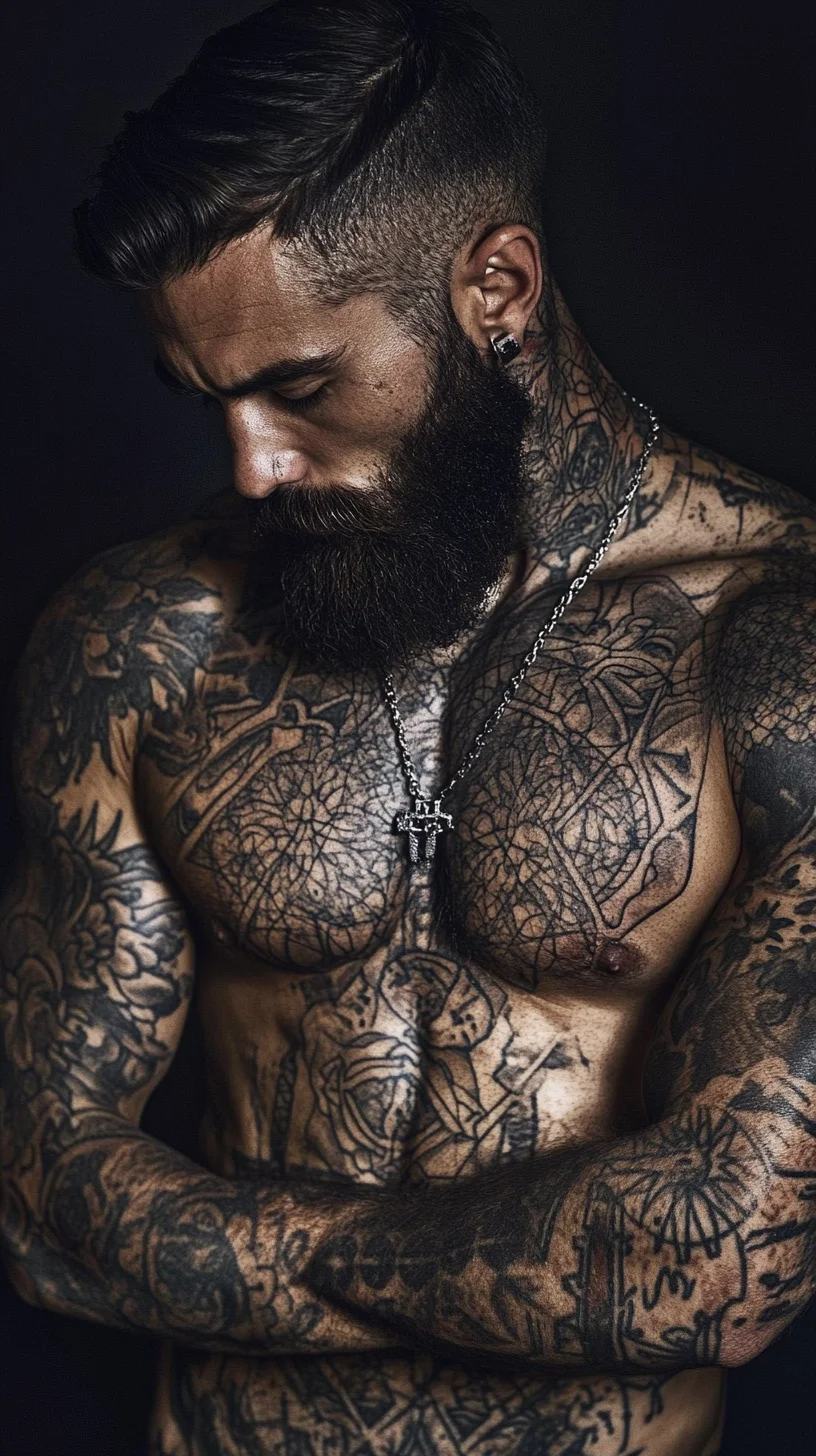 Embrace Boldness: Stunning Tattoos and a Rugged Beard Style for the Modern Man