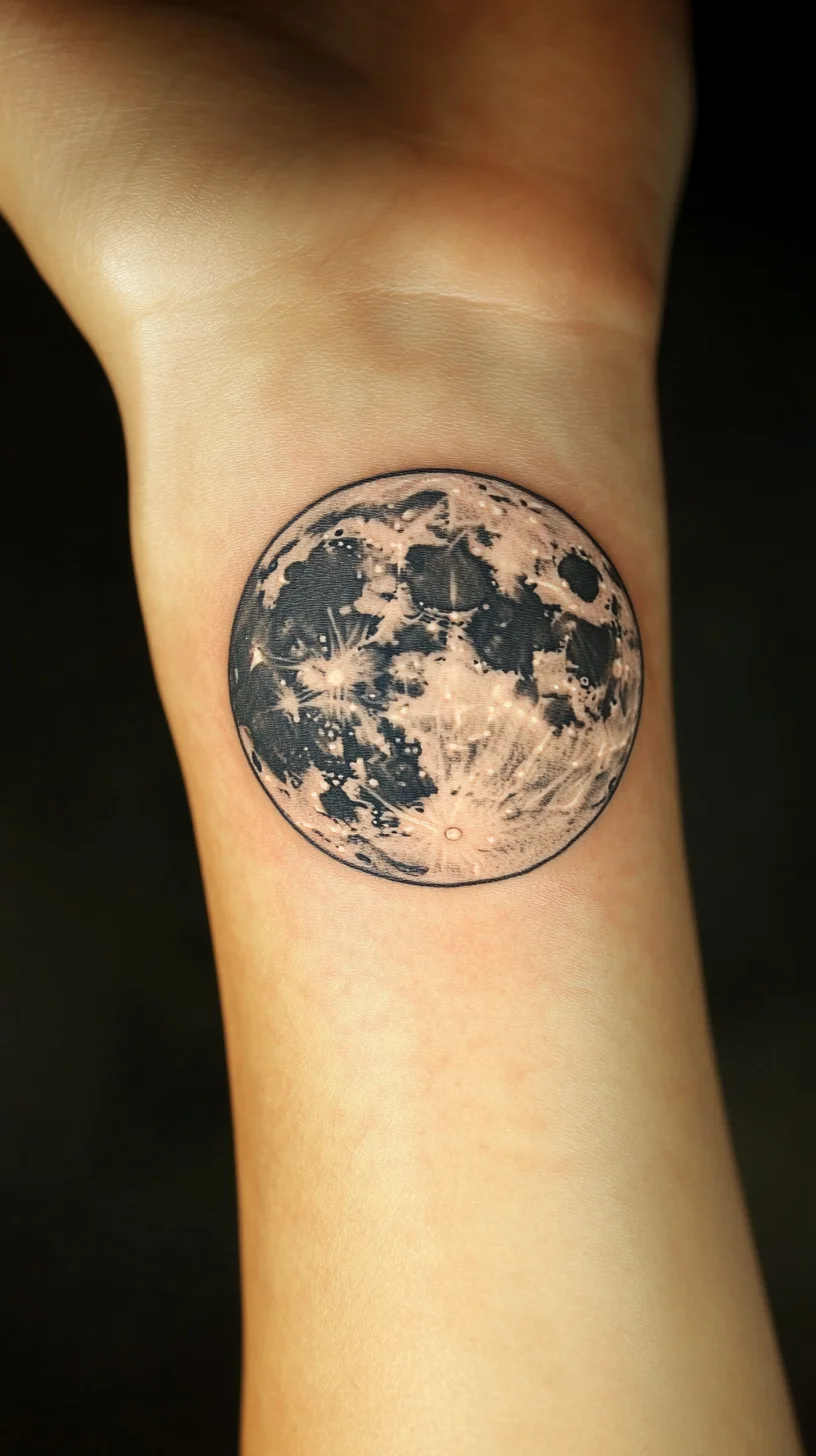 Embrace Celestial Beauty with this Stunning Moon Tattoo Design