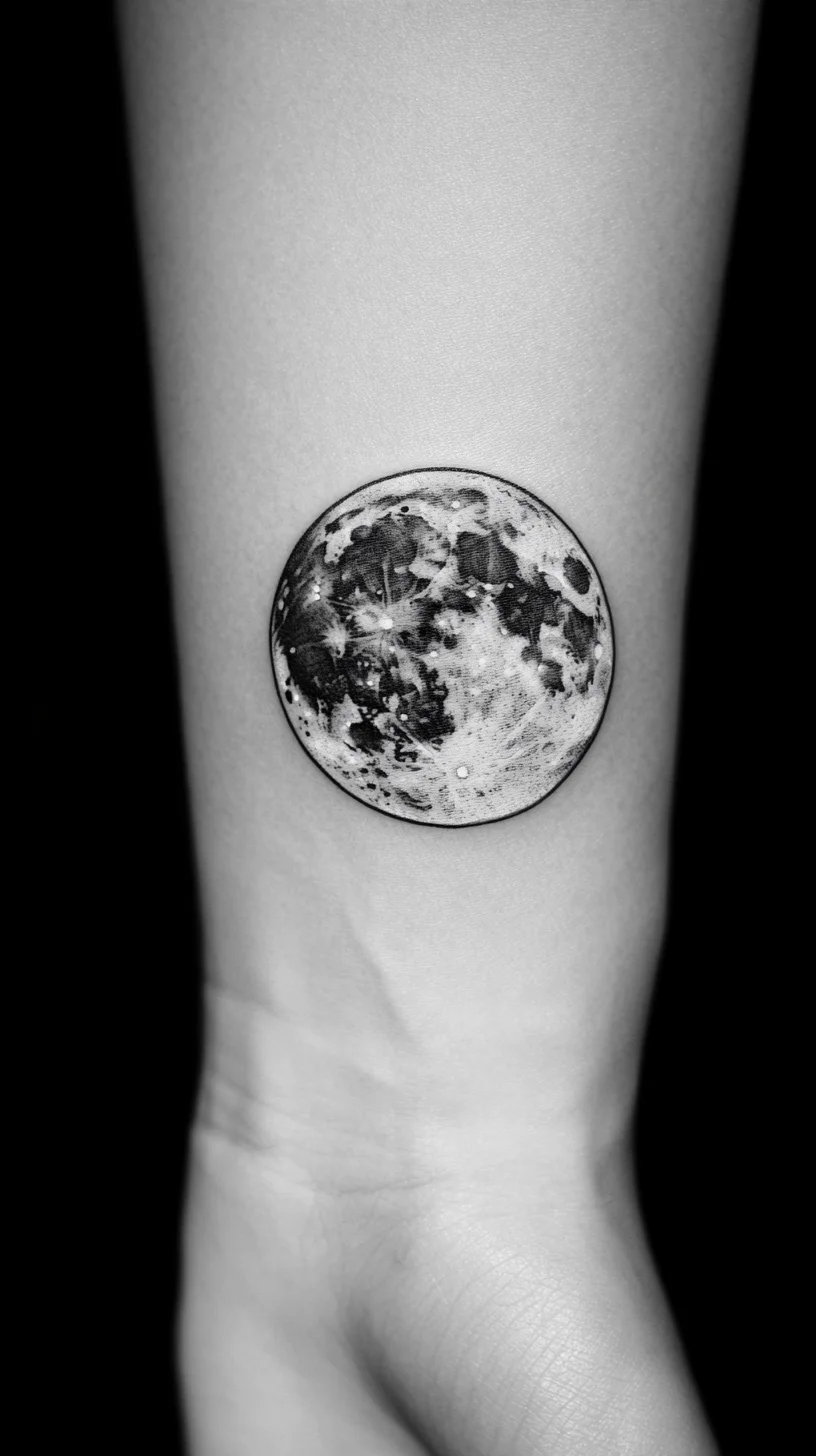 Embrace Celestial Elegance with this Stunning Full Moon Tattoo