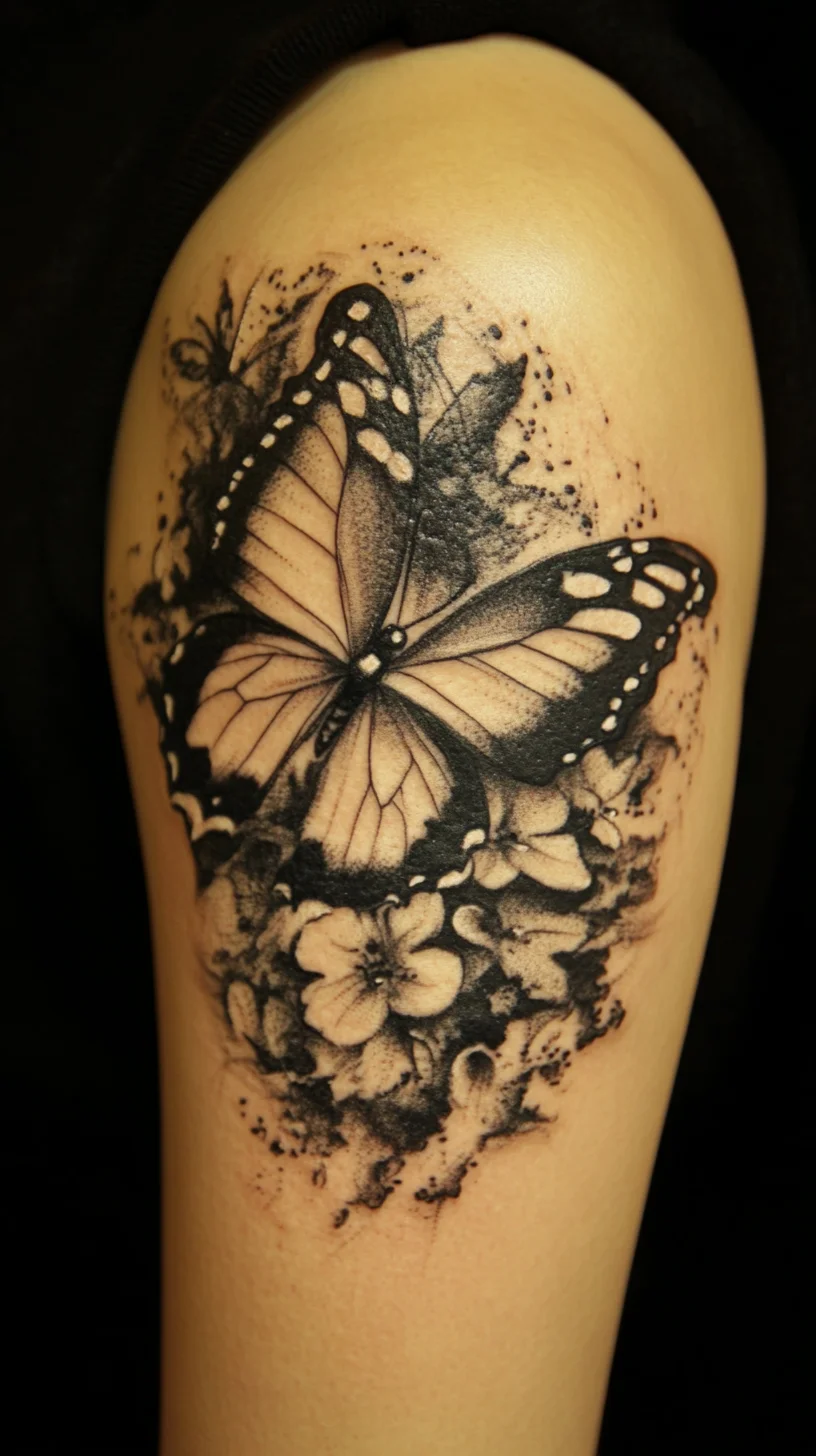 Embrace Elegance: Stunning Butterfly Tattoo with Floral Accents