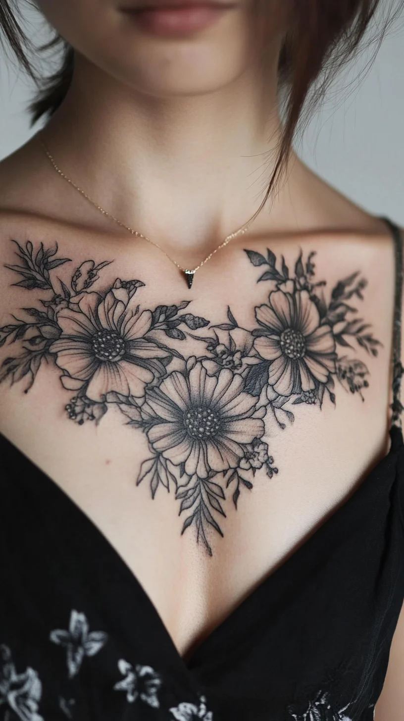 Embrace Floral Elegance: A Stunning Chest Tattoo for Every Occasion