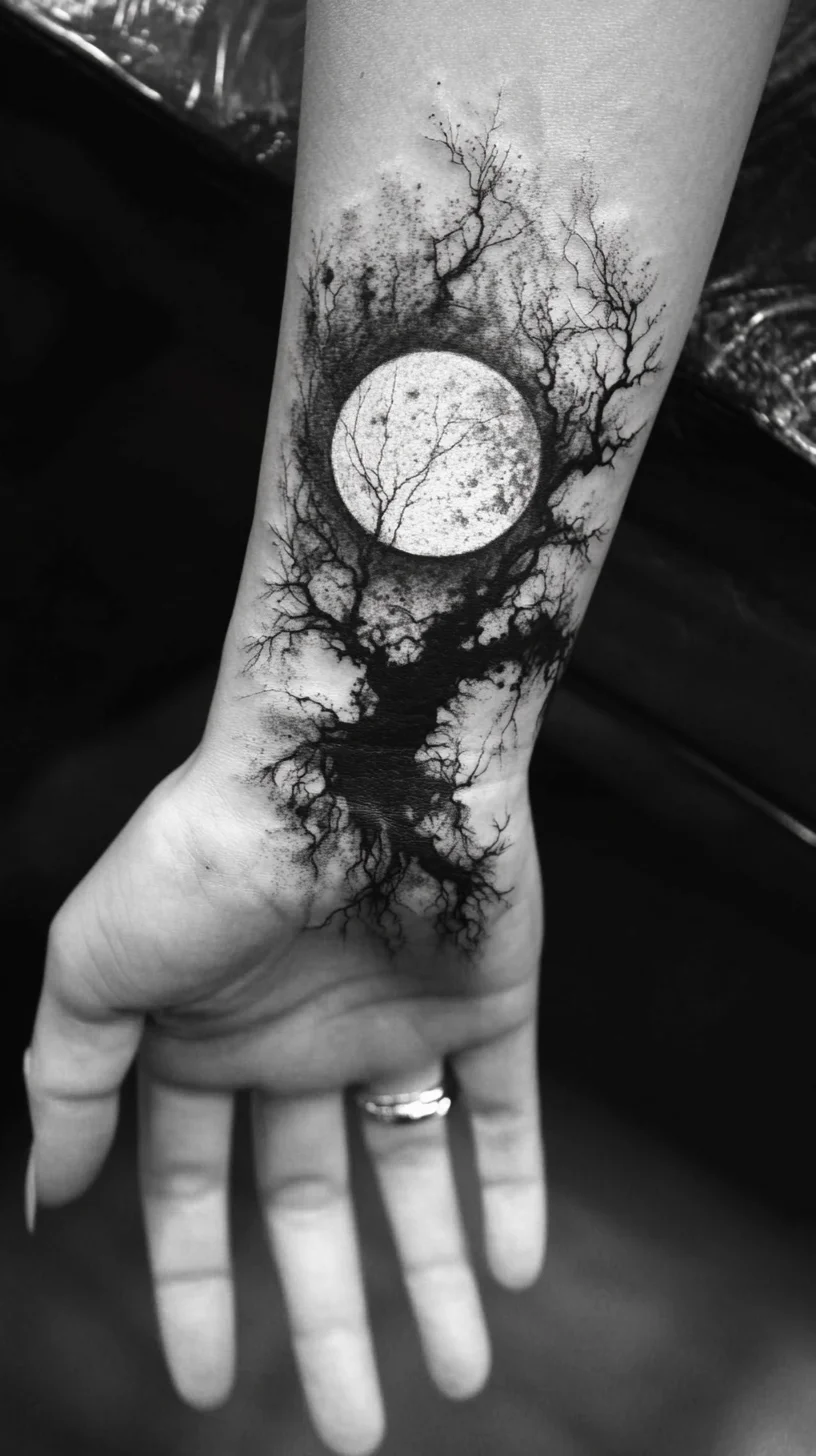 Embrace Nature: Stunning Moonlit Tree Tattoo That Tells a Story