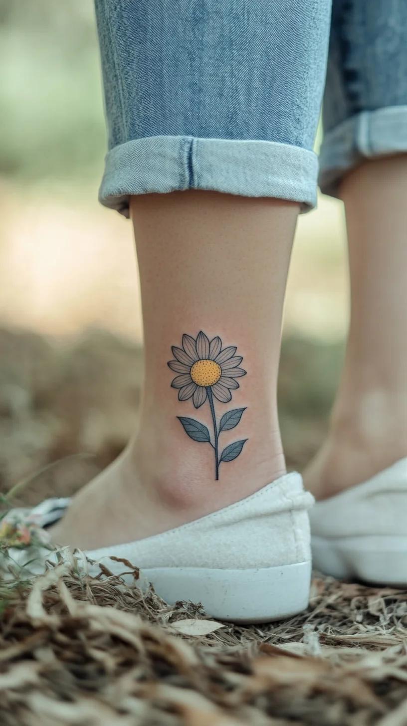 Embrace Nature with a Chic Daisy Tattoo: Your New Favorite Ankle Accessory