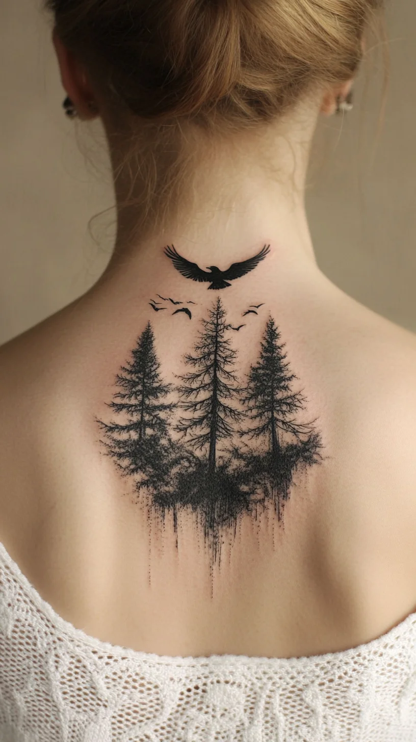 Embrace Nature with a Stunning Forest Scene Tattoo: Artful Elegance on Your Back