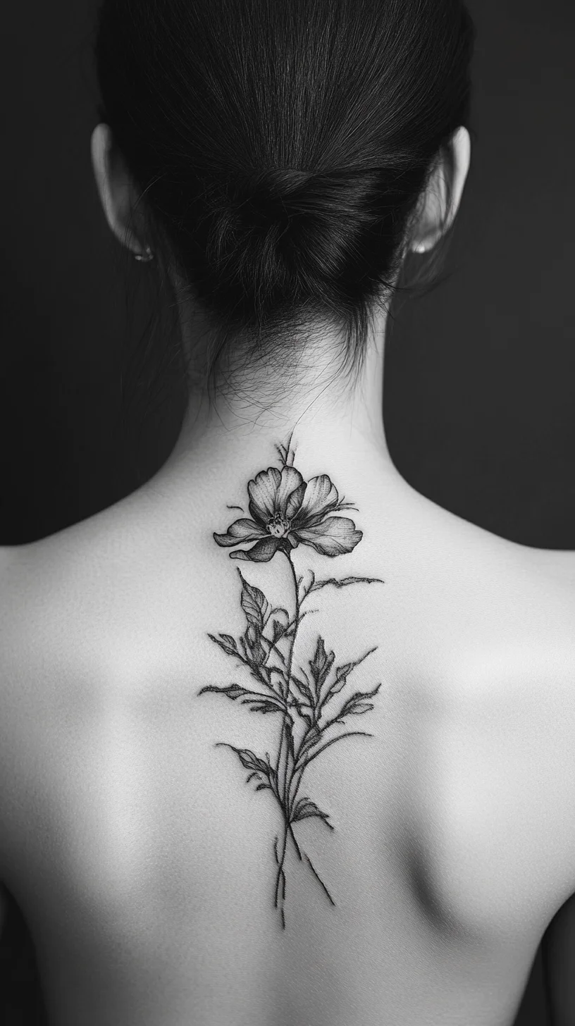 Embrace Nature's Elegance with This Stunning Floral Back Tattoo