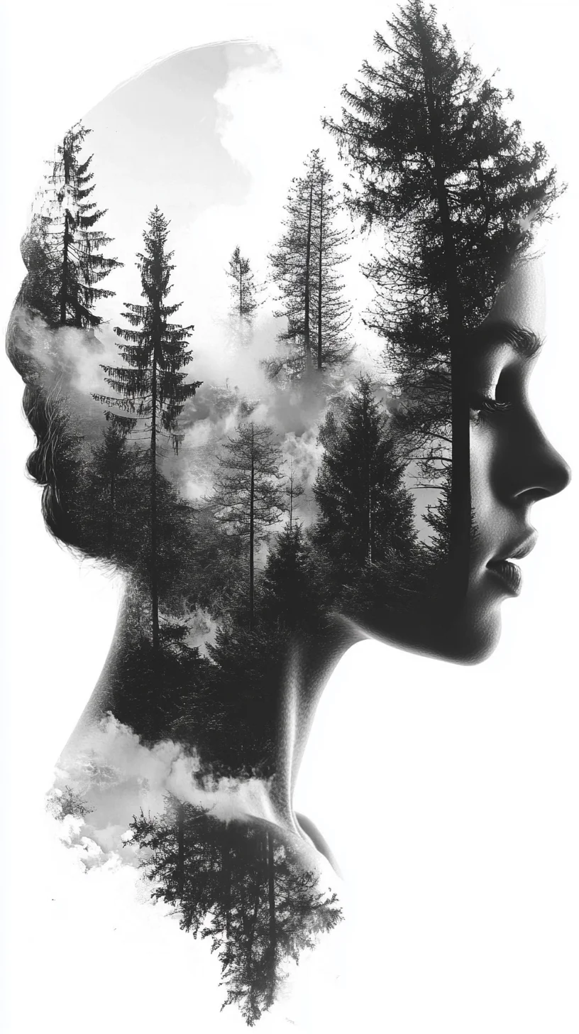 Embrace Nature's Serenity: Captivating Double Exposure Hairstyle