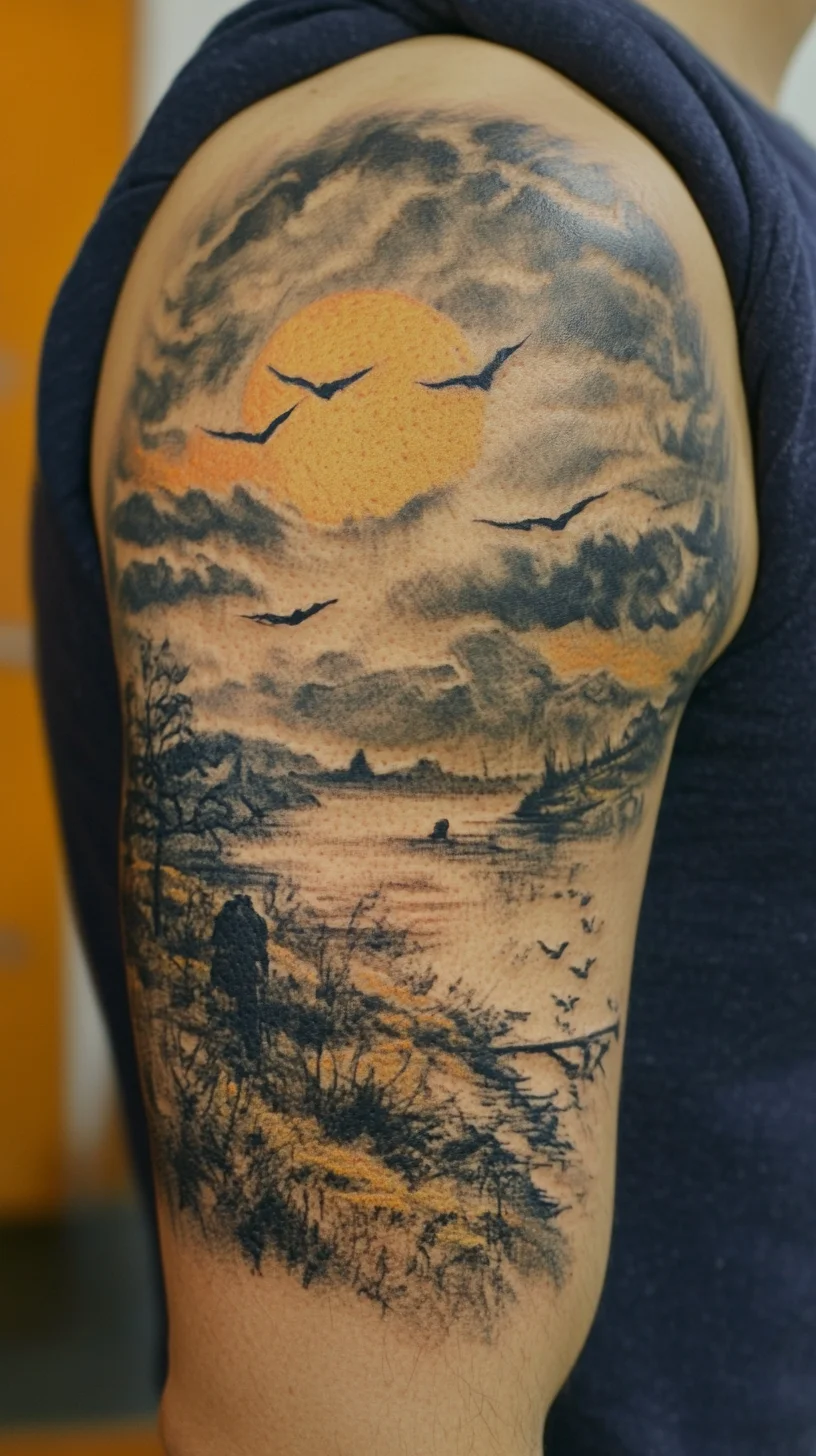 Embrace Nature’s Serenity: Stunning Landscape Tattoo for the Adventurous Spirit