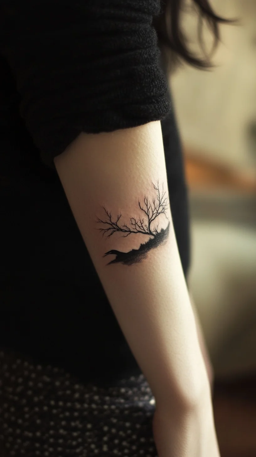 Embrace Nature's Serenity with This Elegant Tree Silhouette Tattoo