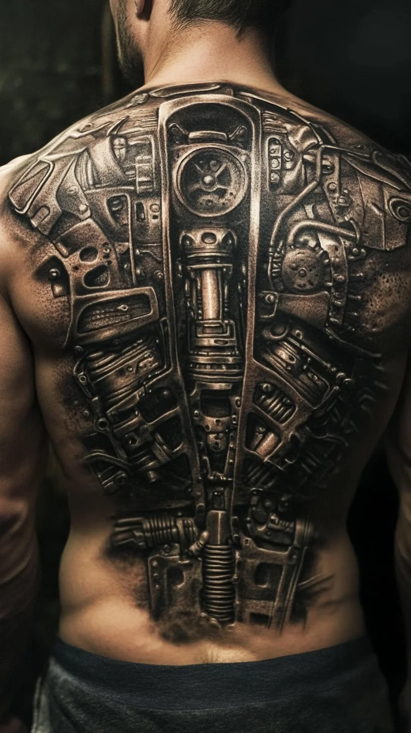 Embrace the Futuristic Aesthetic with a Stunning Mechanical Back Tattoo