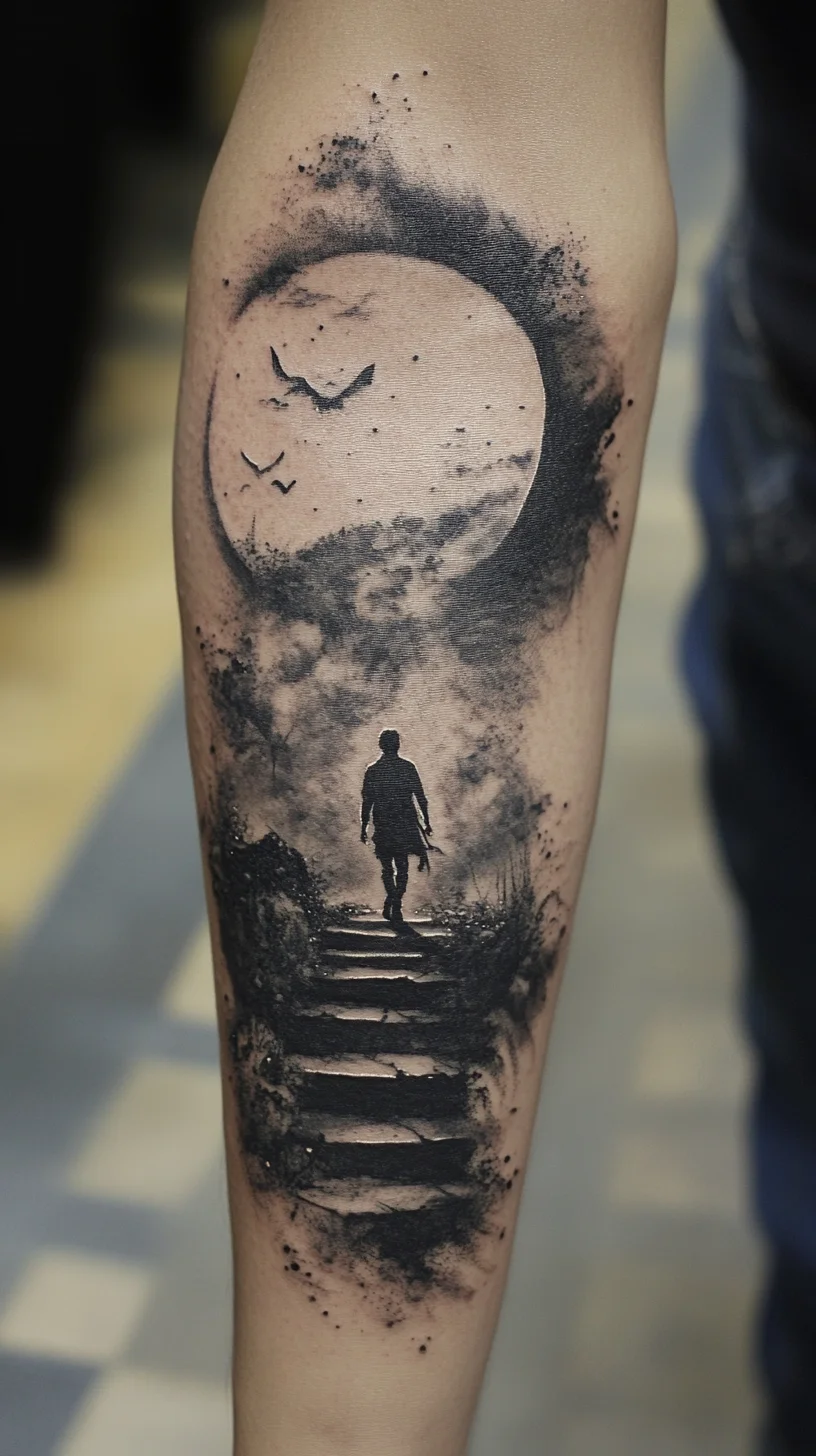 Embrace the Journey: Captivating Nightscape Tattoo Design