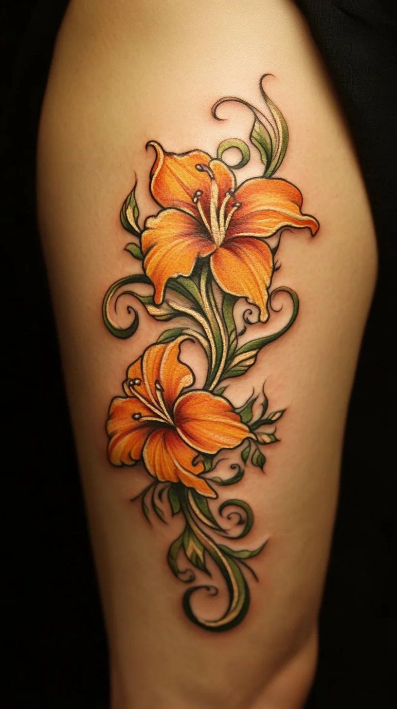 Embrace the Radiance: Stunning Orange Lily Tattoo for a Touch of Elegance