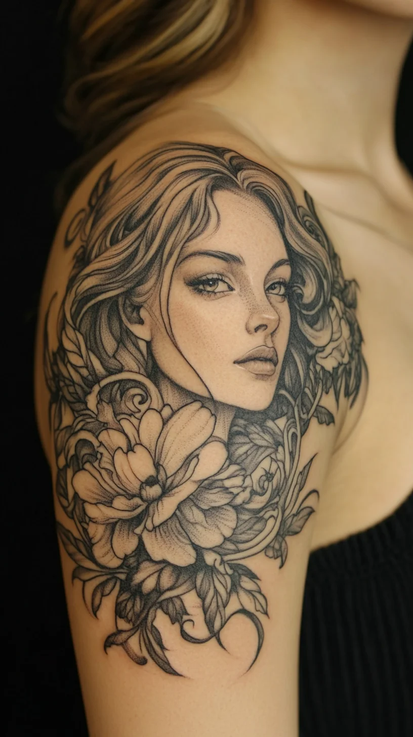 Embrace Timeless Beauty with Elegant Floral Portrait Tattoos