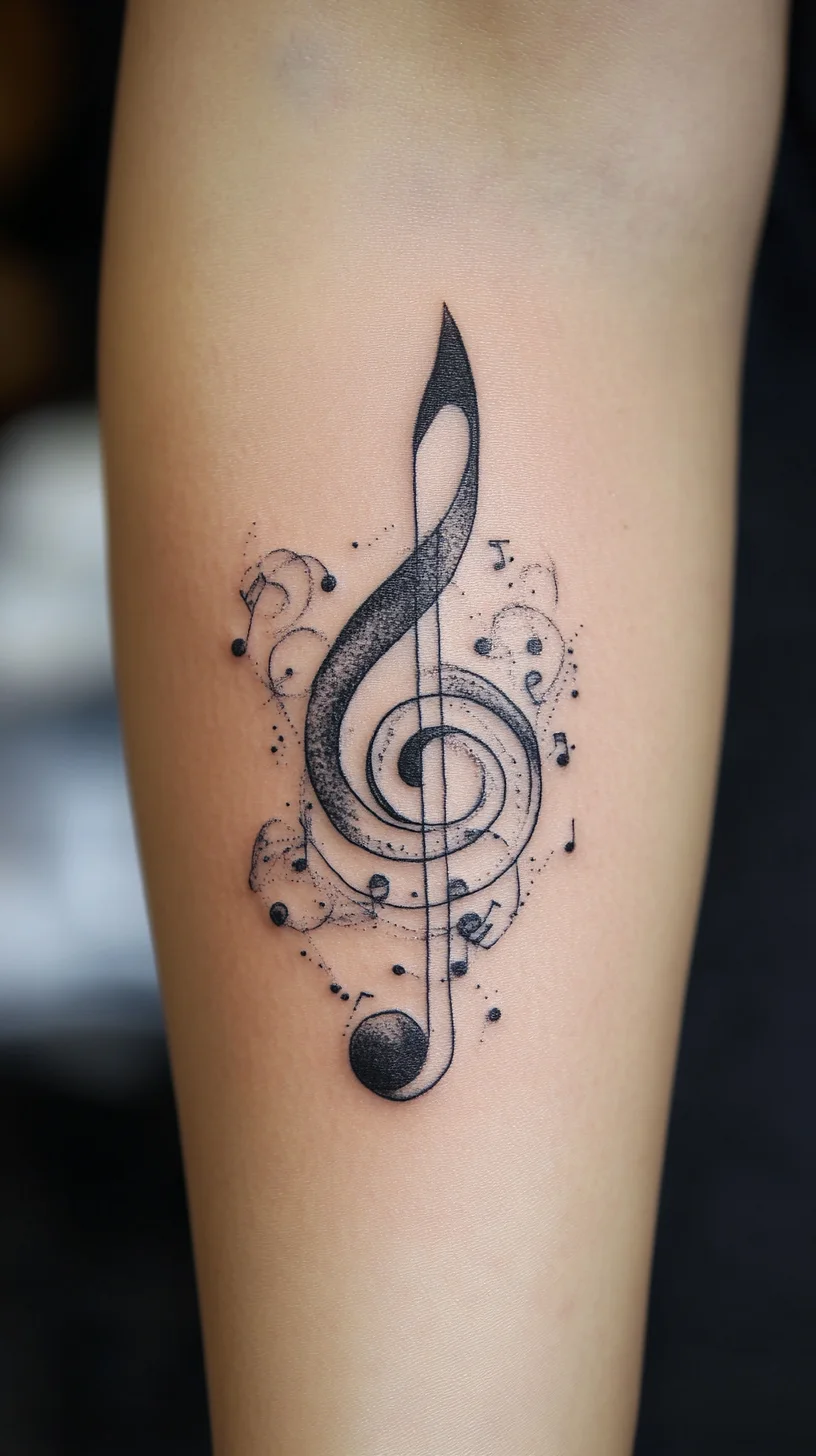 Embrace Your Love for Music with This Elegant Treble Clef Tattoo Design