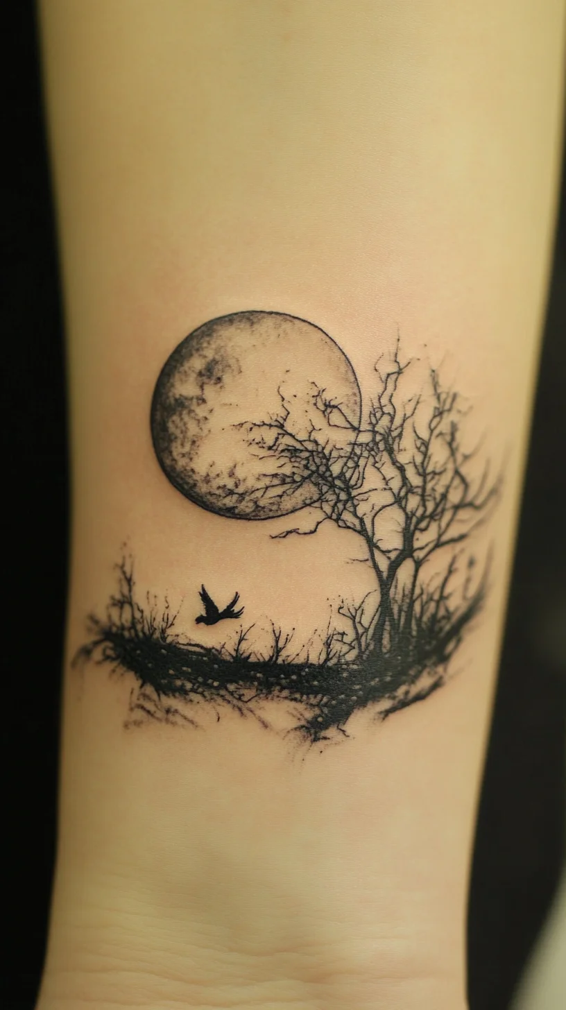 Enchanting Moonlit Forest: A Captivating Tattoo Adventure