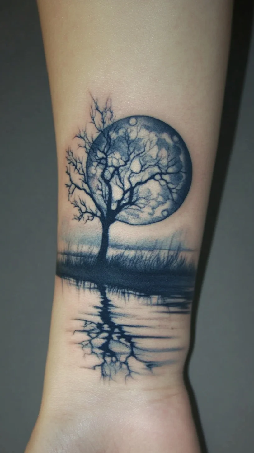 Enchanting Moonlit Tree Tattoo: A Whimsical Blend of Nature and Artistry