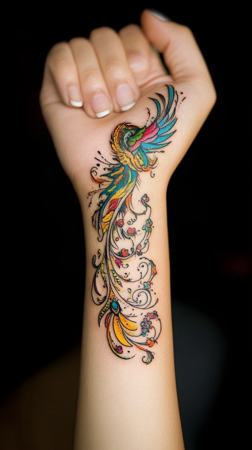 Enchanting Phoenix Tattoo: A Colorful Symbol of Rebirth and Resilience