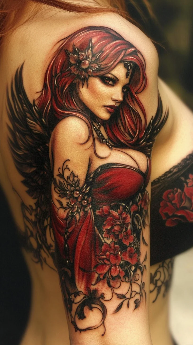 Enchanting Red and Black Tattoo: A Bold Expression of Elegance and Power