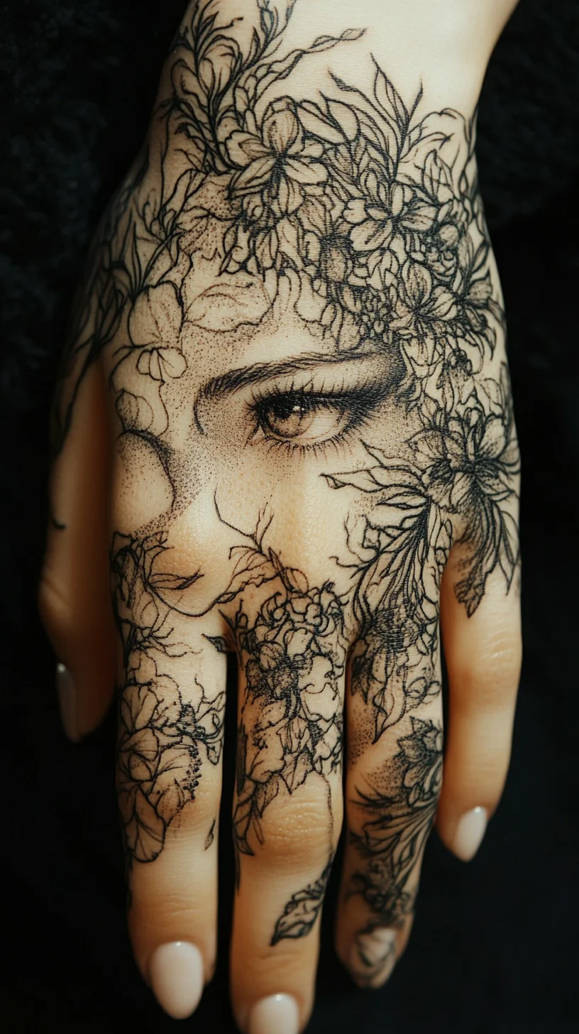 Enigmatic Floral Portrait: A Tattoo That Blossoms with Intrigue