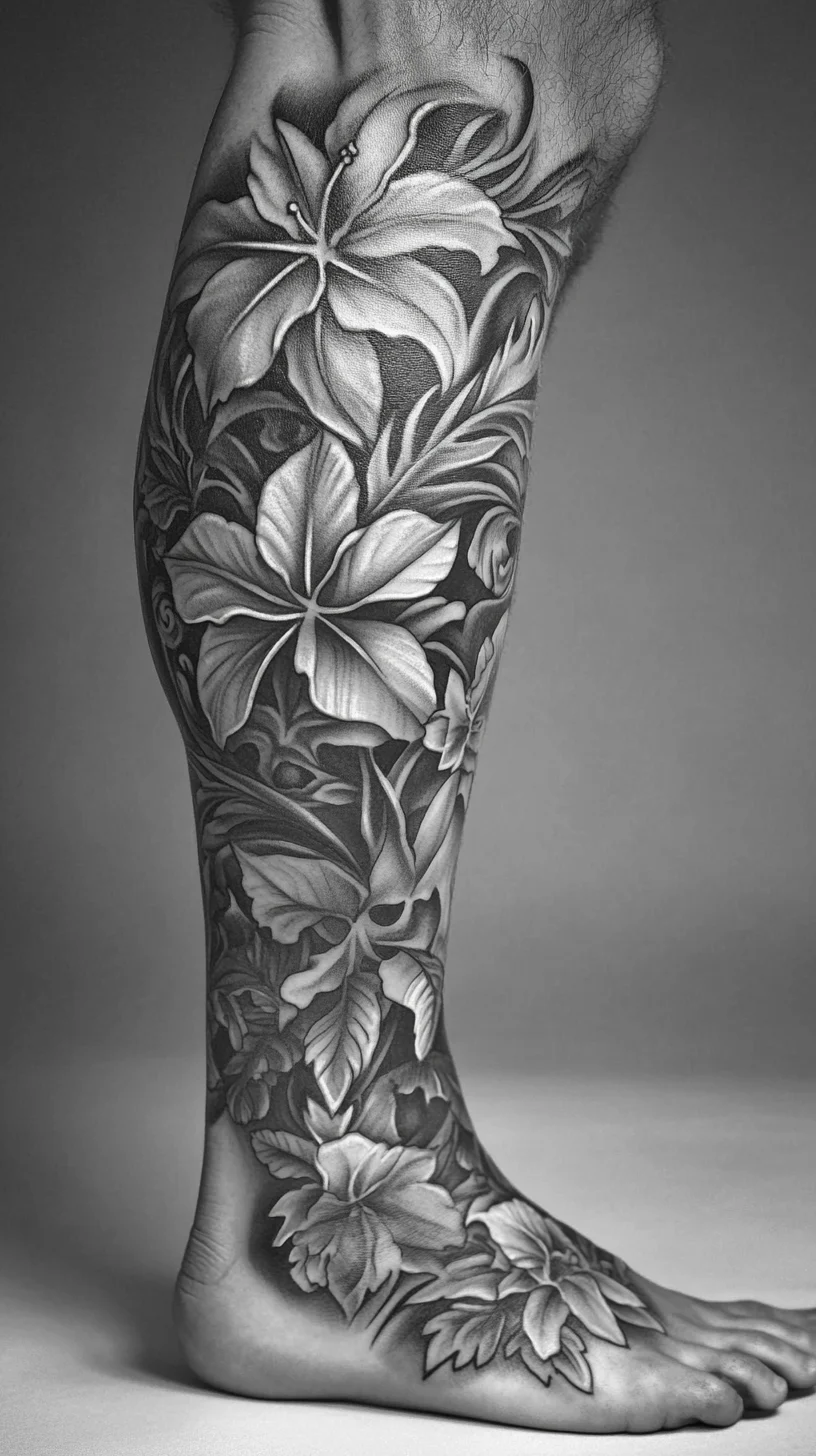 Exquisite Floral Leg Tattoo: A Timeless Blend of Art and Nature