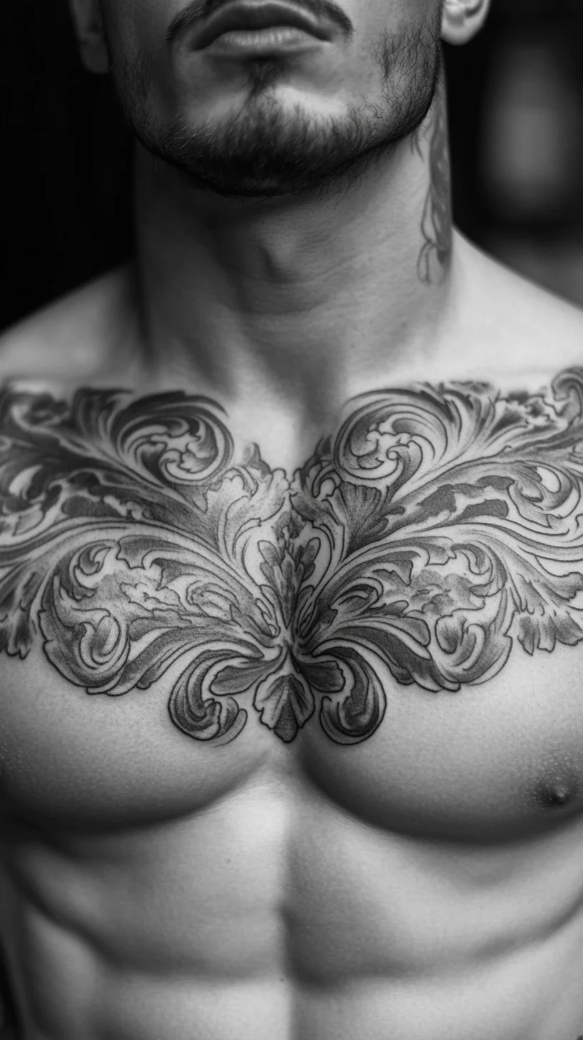 Exquisite Gothic Flourish: Unleash Your Boldness with Ornate Chest Tattoo Art