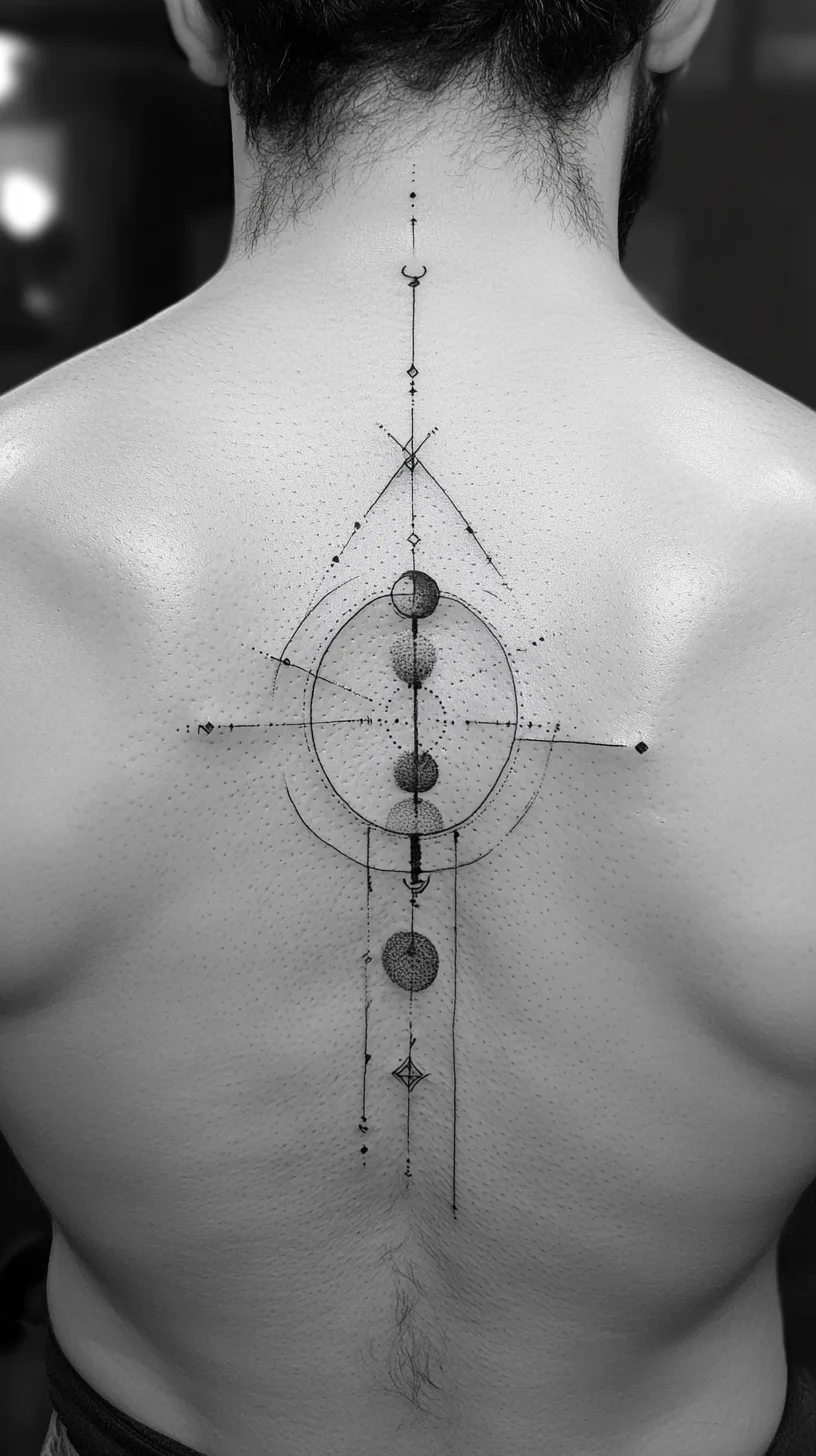 Eye-Catching Geometric Back Tattoo: A Modern Twist on Body Art