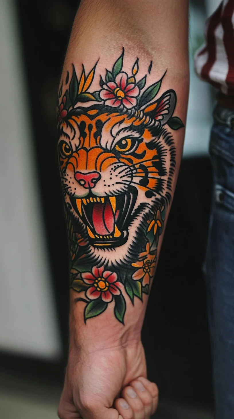 Fierce and Floral: The Bold Tiger Tattoo Design for the Daring Individual