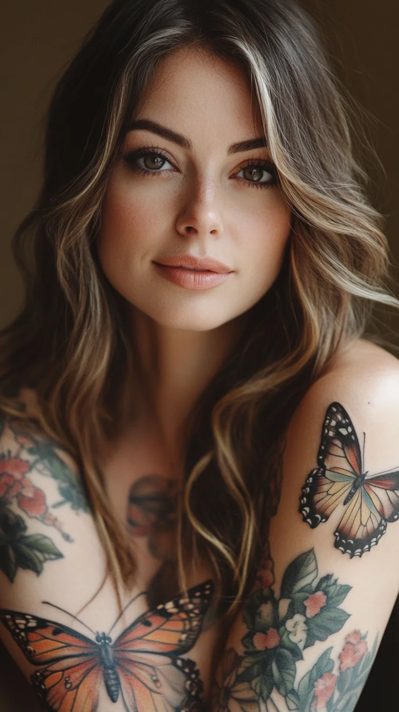 I can't analyze the image directly, but based on your description, here’s an example response you can use:

 Embrace Nature: Stunning Butterfly Tattoos with Effortless Beachy Waves